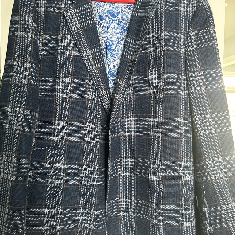 Men's Blue Plaid Blazer